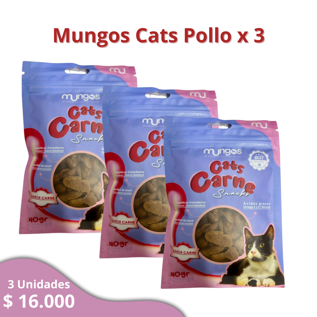 Galletas y Snacks saludables y blandos para gatos – Mungos Cats Carne 40 gr