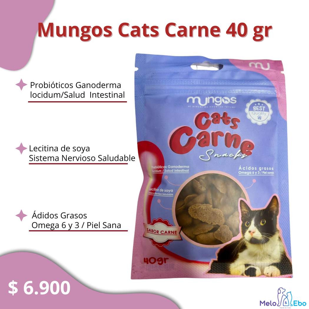 Galletas y Snacks saludables y blandos para gatos – Mungos Cats Carne 40 gr