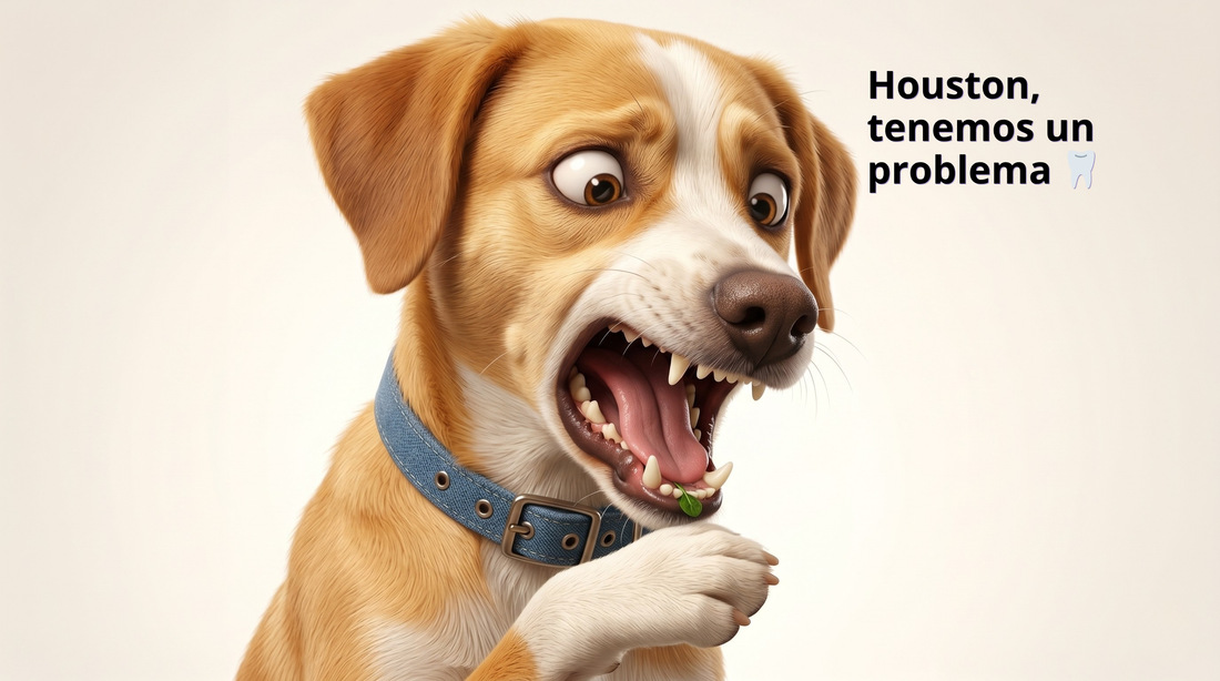 Rocky mascota de Meloyebo descubre el sarro en sus dientes