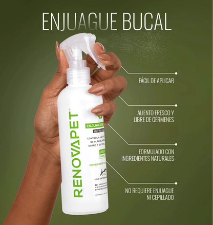 RENOVAPET Spray Bucal para Perros y Gatos | Reduce sarro y mal aliento sin cepillado