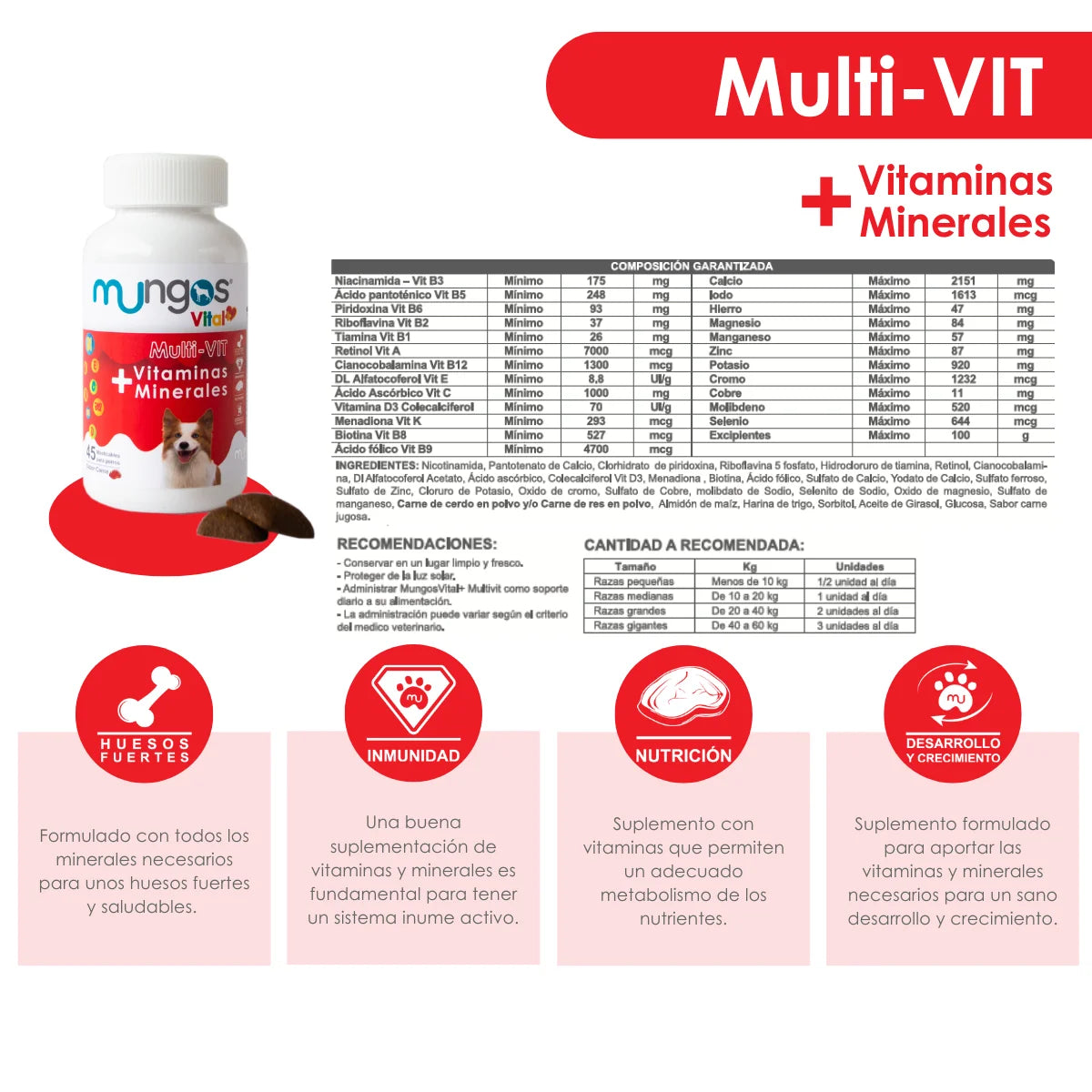 Vitaminas y Minerales para Perros – Mungos vital Multi-vit x 45 unidades blandas