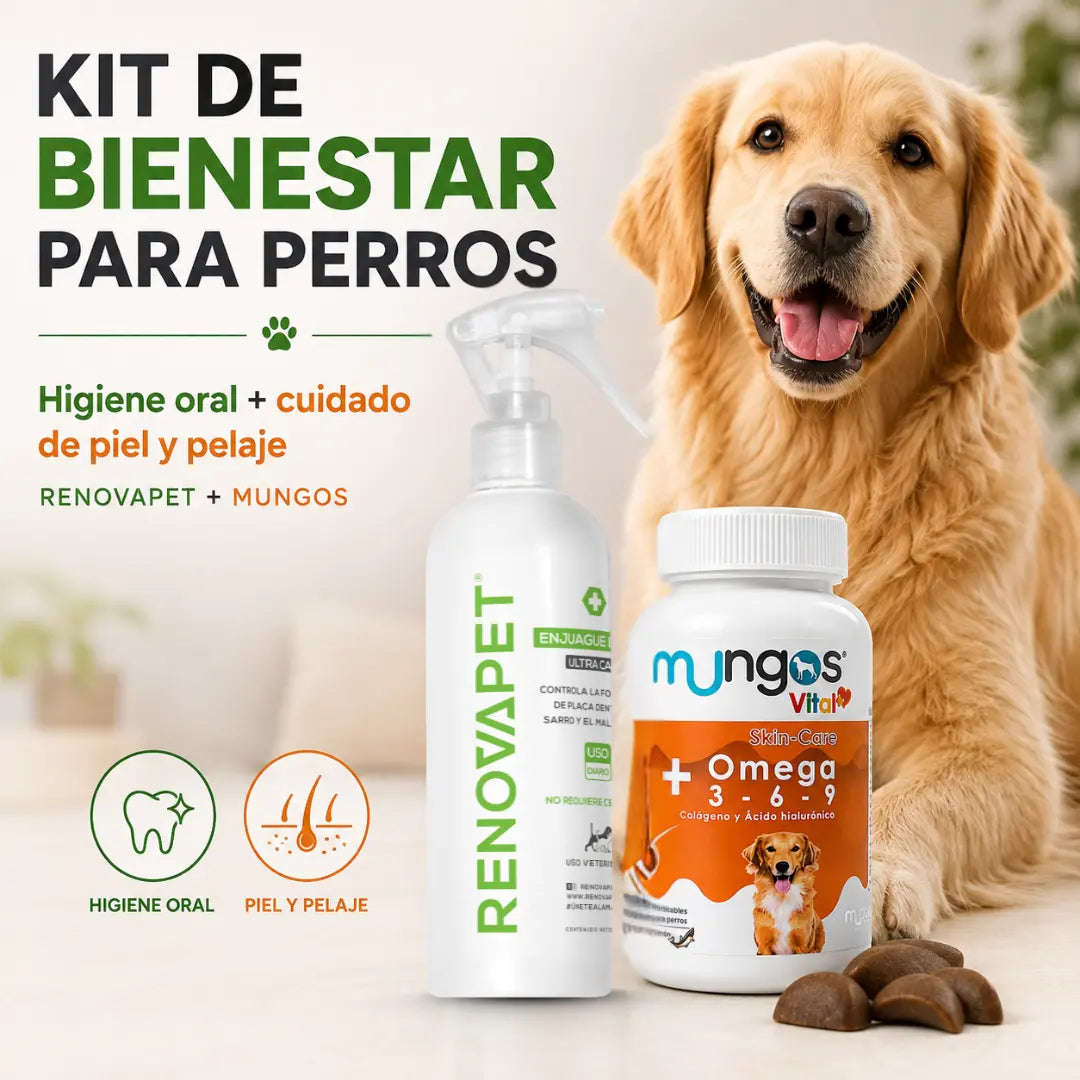 Kit de Bienestar para Perros | RENOVAPET + MUNGOS Omega 3-6-9