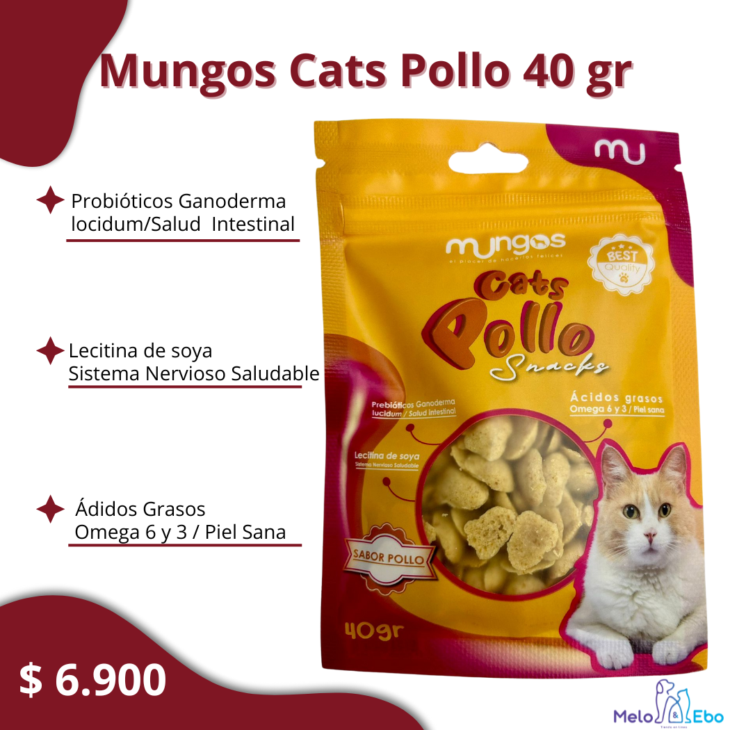 Galletas y Snacks saludables y blandos para gatos – Mungos Cats Pollo 40 gr