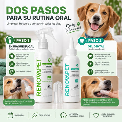Cómo usar RENOVAPET Enjuague Bucal y Gel Dental para la higiene oral diaria de perros