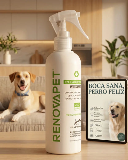 RENOVAPET Spray Bucal para Perros y Gatos | Reduce sarro y mal aliento sin cepillado